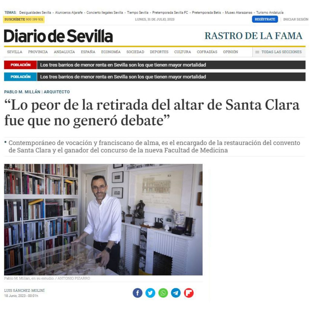 Entrevista a Pablo M. Millán Millán en Diario de Sevilla